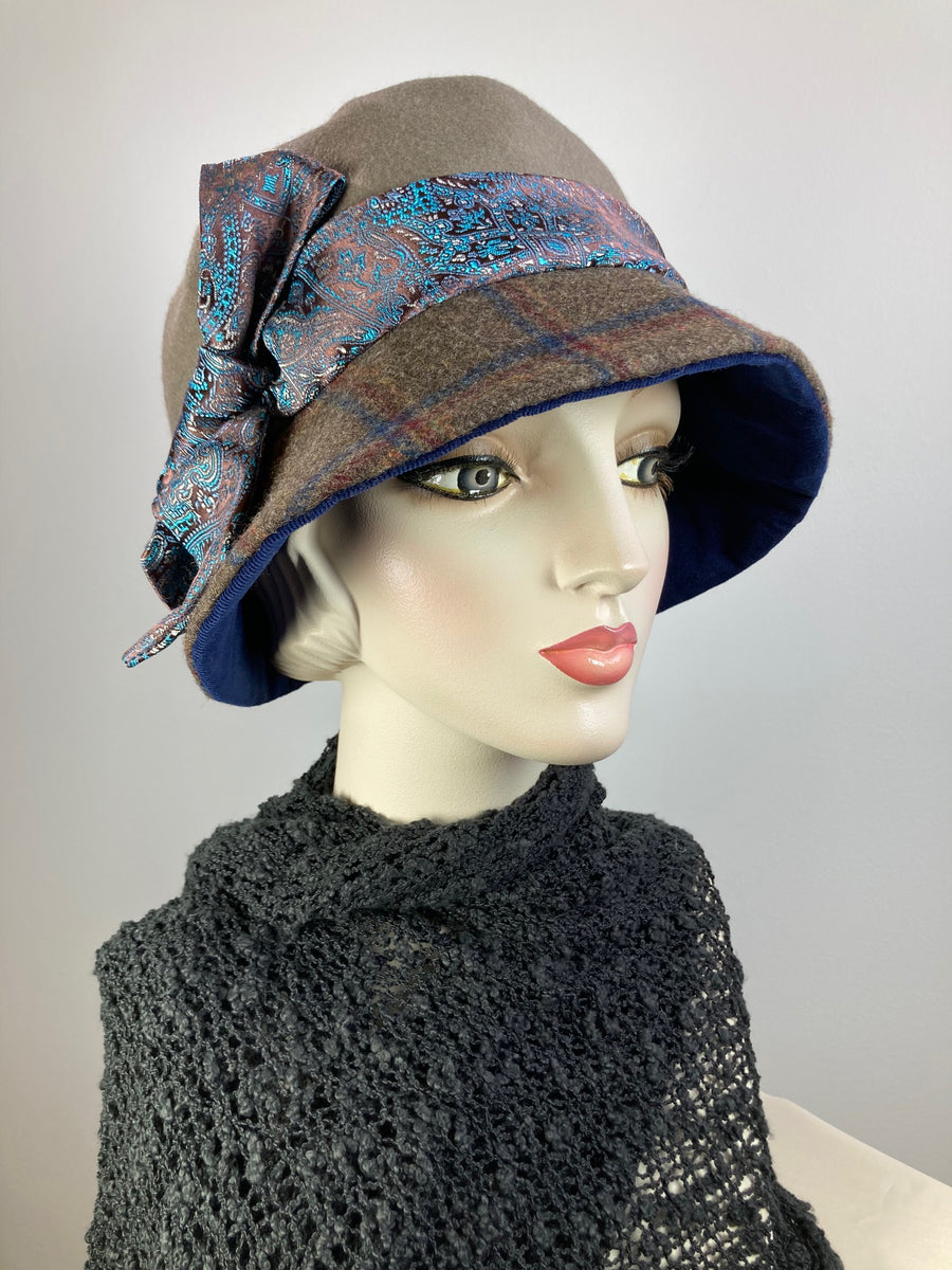 The Hatter Company Gray Felt Cloche Hat with Buckle Stitch Detail Vintage Inspir The Hatter Company | Accessories | The Hatter Company Fedora  main image 4