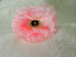 Vintage silk milllinery flower pink poppy.  