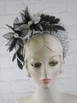 black and white vintage lace halo headband hat