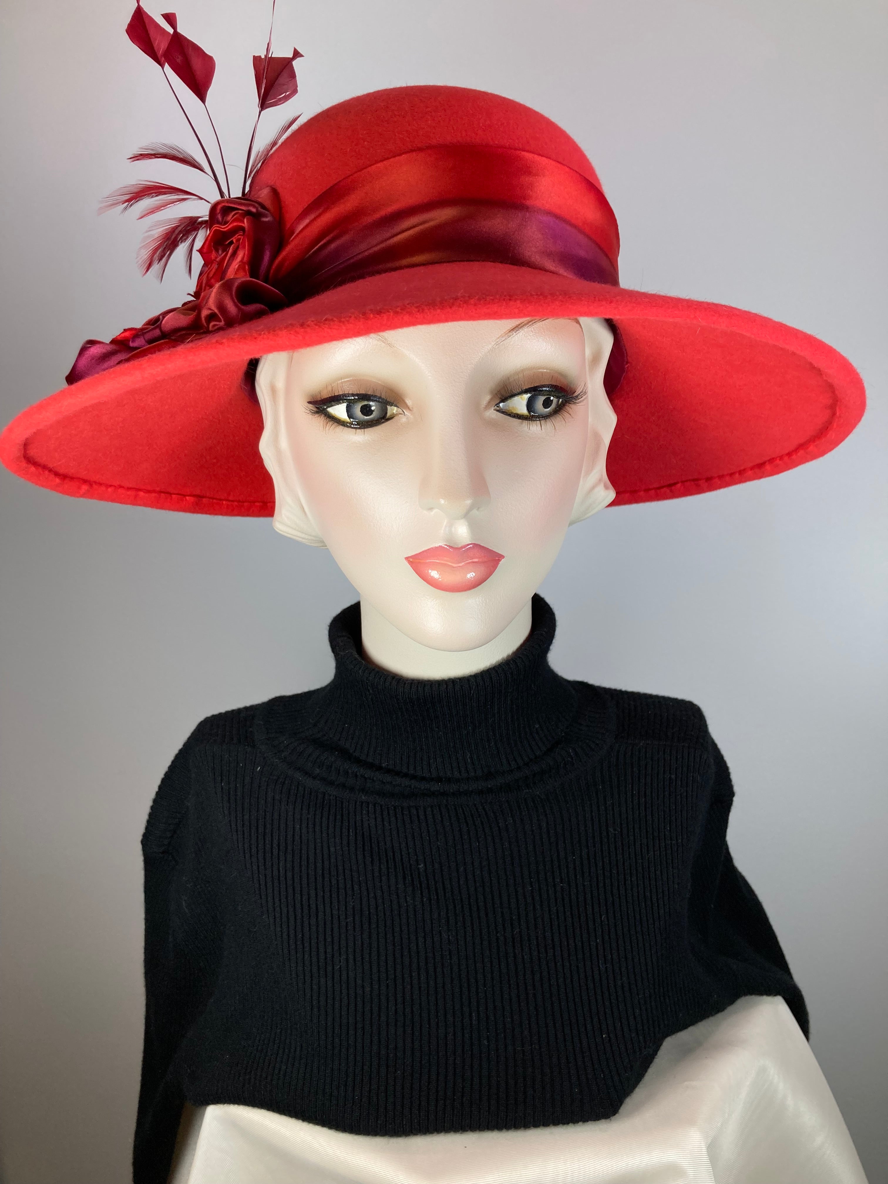 One of a kind hat. Downton Abbey style. 1920s wool hat, felt brim hat, –  What a Great Hat