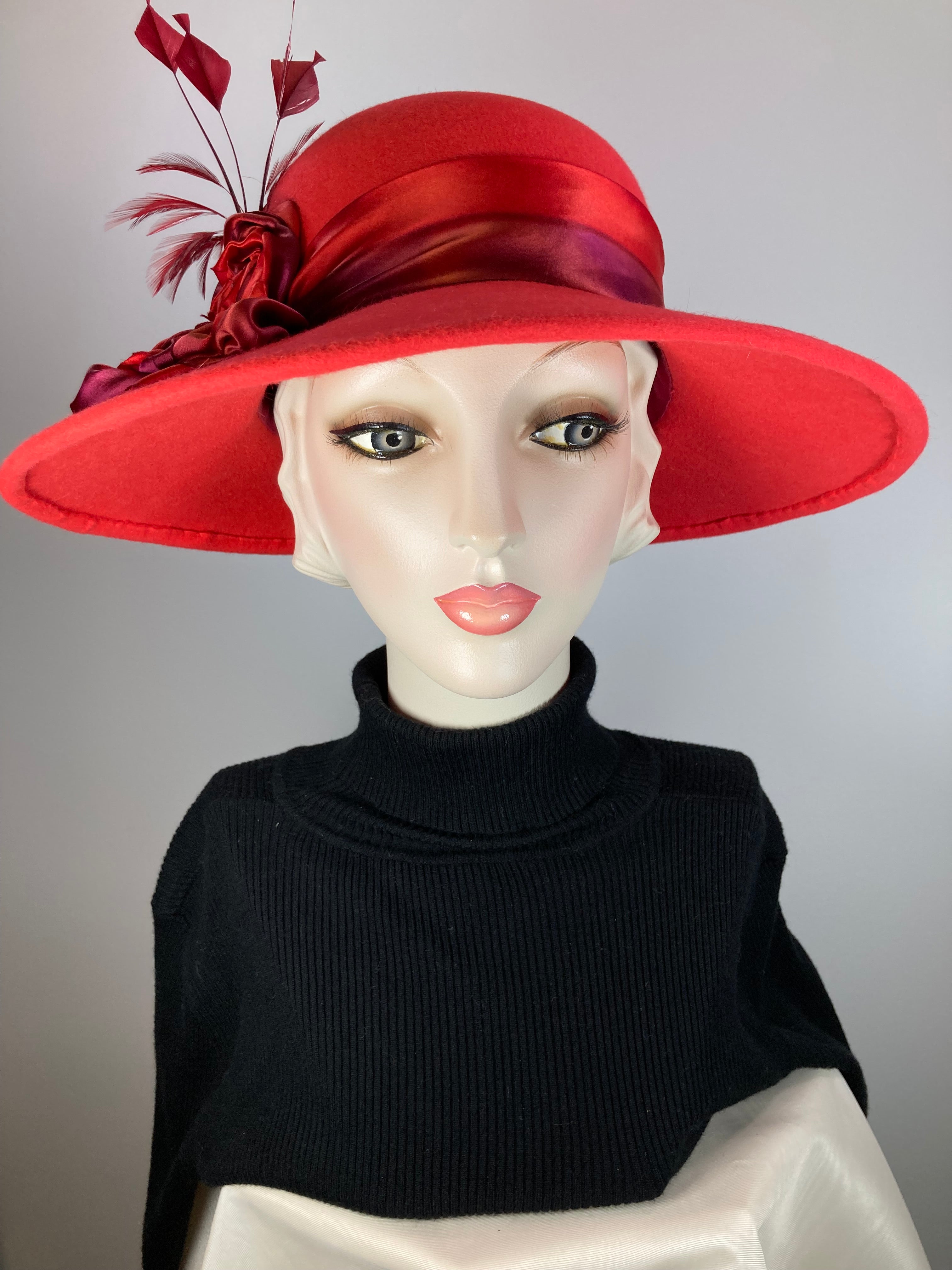 One of a kind hat. Downton Abbey style. 1920s wool hat, felt brim hat, What a Great Hat One of a kind hat. Downton Abbey style. 1920s wool hat, felt brim hat, What a Great Hat