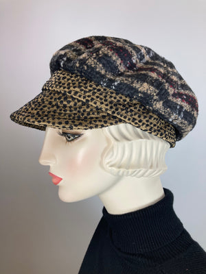 Womens black tan red Hat. Soft Newsboy Hat. Slouchy Newsboy Cap. Ladies Warm Winter Hat. Classic ladies paperboy hat. Cabbie hat women.