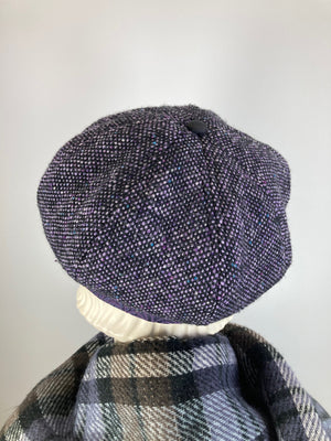 Womens Purple and Black Hat. Soft Newsboy Hat. Slouchy Newsboy Cap. Ladies Warm Winter Hat. Classic ladies paperboy hat. Cabbie hat women.
