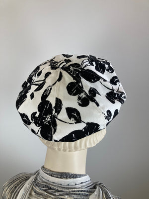 Womens Newsboy hat Black and White. Ladies Newsboy Hat. Summer Visor Cap. Soft Travel Fabric Hat. Sustainable fashion apple paperboy hat.