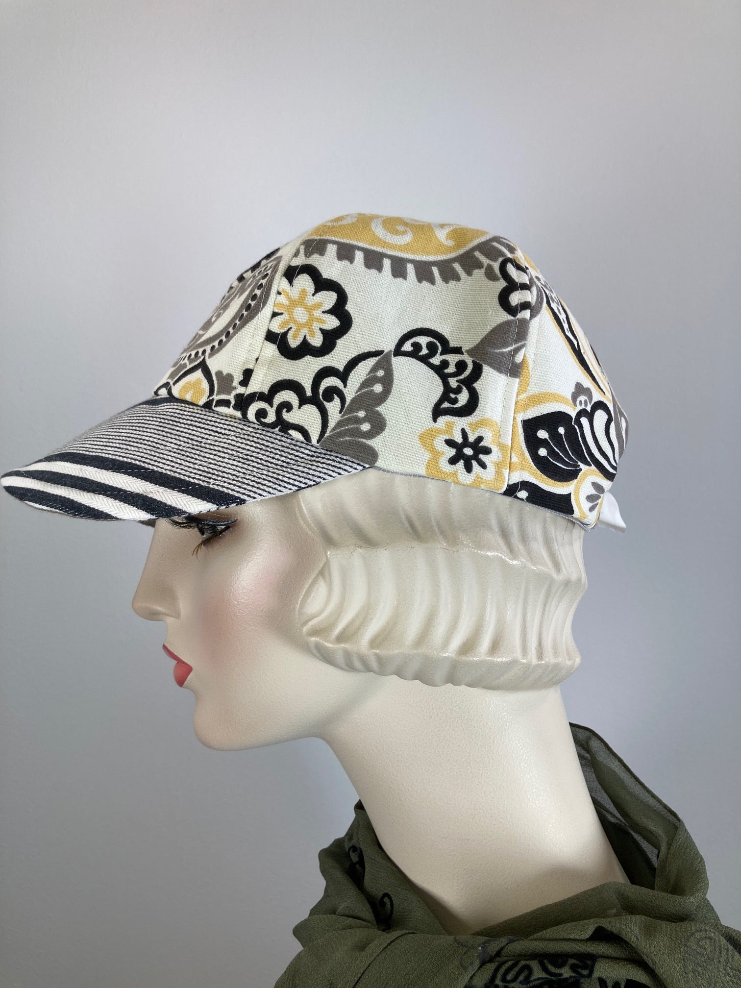 Women's summer fabric baseball hat. Ladies cute baseball hat black, white, yellow, taupe. Casual comfy soft travel hat ladies.