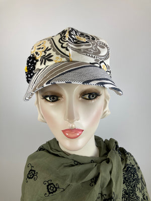 Women's summer fabric baseball hat. Ladies cute baseball hat black, white, yellow, taupe. Casual comfy soft travel hat ladies.