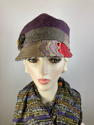 Women's winter hat baseball style. Newsboy hat purple beige red black. Casual hat ladies. Warm comfy hat. Stylish ladies soft fabric hat.