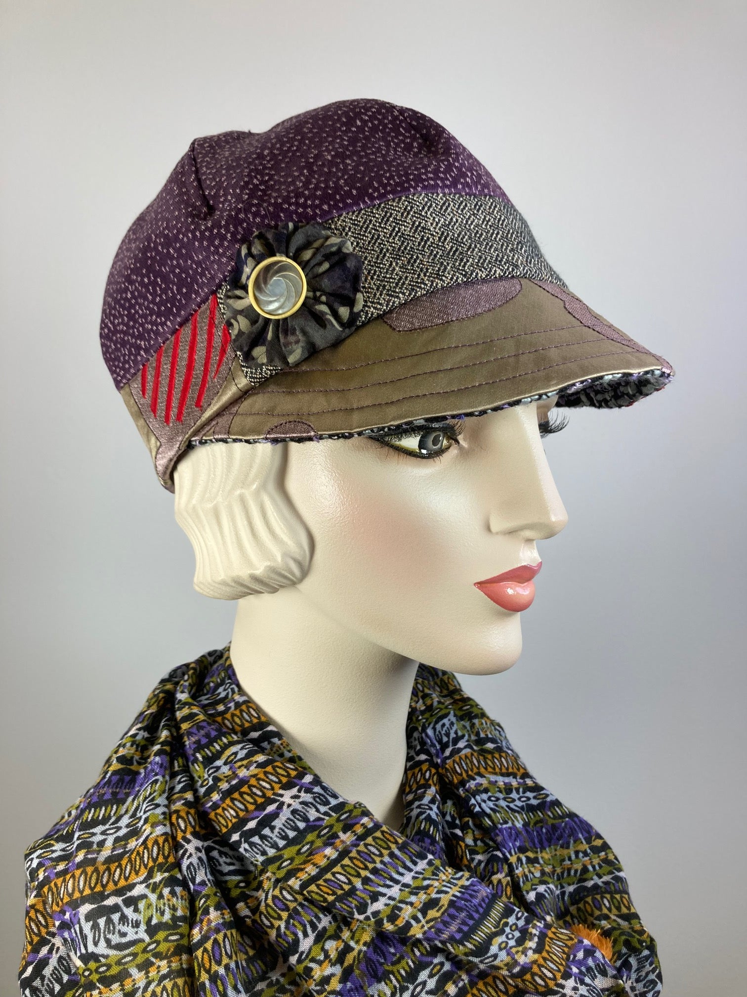 Women's winter hat baseball style. Newsboy hat purple beige red black. Casual hat ladies. Warm comfy hat. Stylish ladies soft fabric hat.