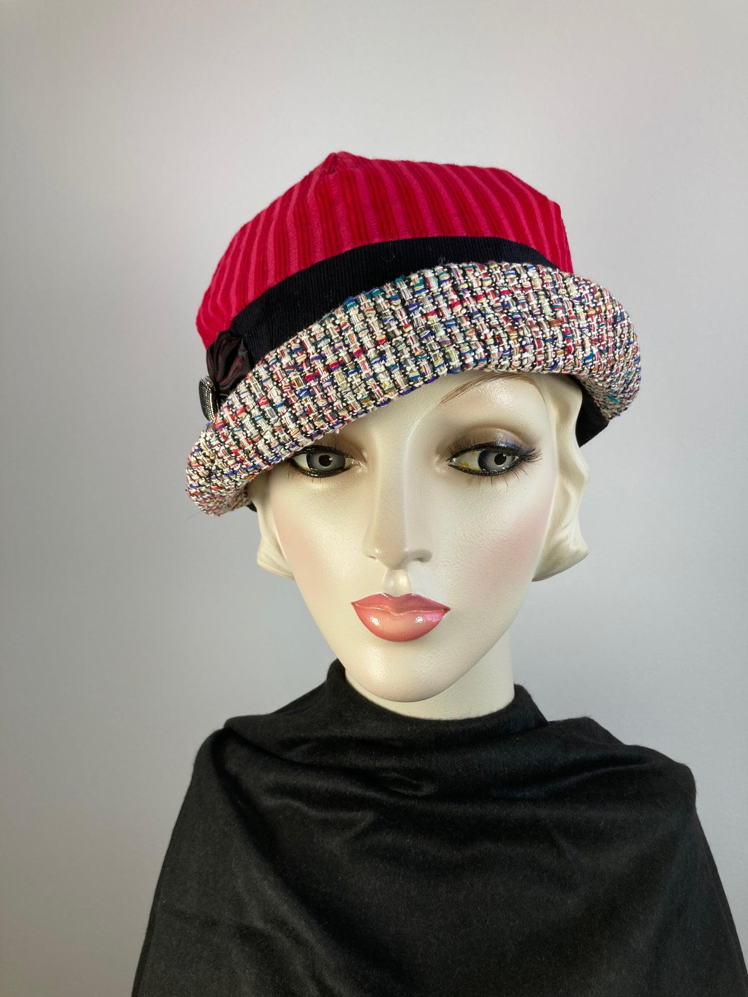 Women's red corduroy winter hat baseball style. Newsboy tweed brim. Casual hat ladies. Comfy packable travel hat. Stylish Ladies soft hat.