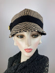 Women's winter hat baseball style. Newsboy hat Black, Ivory, Brown. Casual hat ladies. Warm comfy hat. Fabric travel hat. Ladies soft hat.