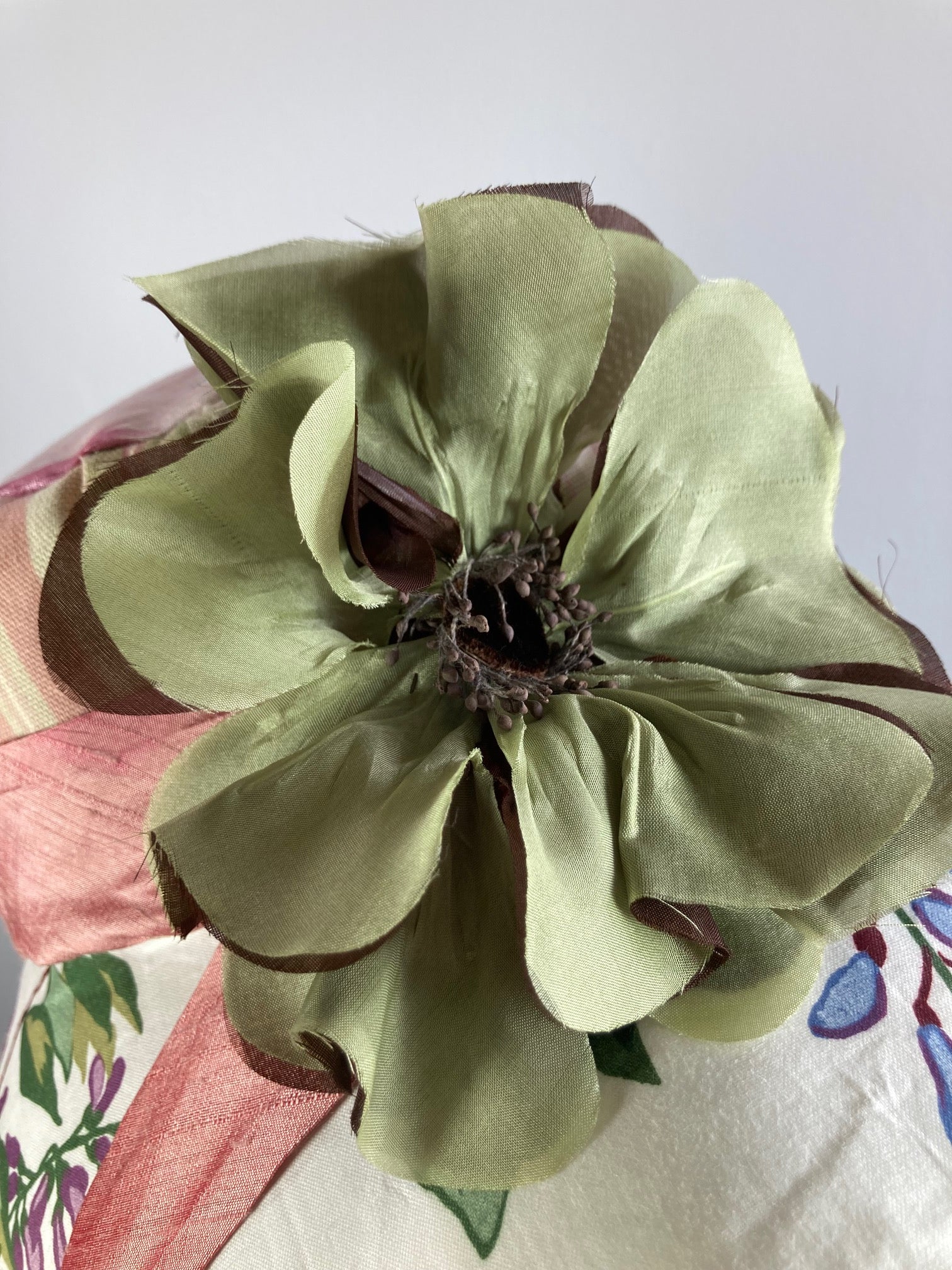 One of a kind upcycled floral sun hat. Handmade Wide Brim Women's Summer Sun Hat. Fabric summer brim hat for travel. Sustainable fashion.