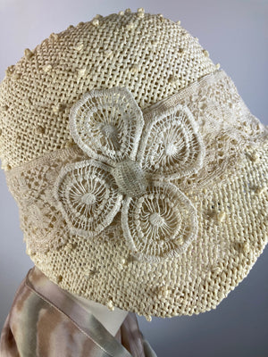 Women's 1920s Cloche Style Hat. Summer Straw Hat. Natural Straw Cloche. Women's Summer Hat. Beach Hat. Ladies Cloche. Neutral Straw Hat.