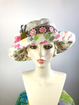 One of a kind floral sun hat. Handmade Wide Brim Women's Summer Sun Hat. Colorful Ladies summer fabric hat. Fun Travel brim hat.