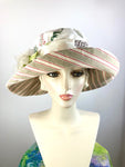 One of a kind soft floral sun hat. Handmade Wide Brim Women's Summer Sun Hat. Shabby chic  Ladies summer fabric hat. Fun Travel brim hat.