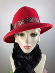 Women's Almost Fedora Warm Wool Felt Hat in Red for Winter. Ladies Winter Fedora Hat, What a Great Hat. Timeless Classic red medium brim hat