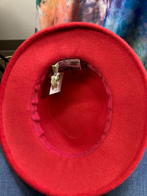 Women's Almost Fedora Warm Wool Felt Hat in Red for Winter. Ladies Winter Fedora Hat, What a Great Hat. Timeless Classic red medium brim hat