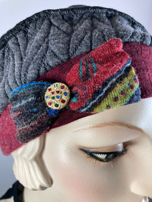 Womens Comfortable Slouchy Beret. Knit black gray burgundy Hat. Slouch Hat. Boho chic casual hat. Ladies travel hat. Stylish fabric hat.