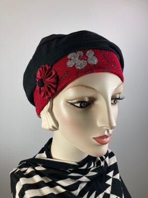 Womens Comfortable Slouchy Beret. Black gray red pink Hat. Slouch Hat. Boho chic casual hat. Ladies travel hat. Stylish fabric hat.
