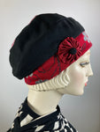 Womens Comfortable Slouchy Beret. Black gray red pink Hat. Slouch Hat. Boho chic casual hat. Ladies travel hat. Stylish fabric hat.