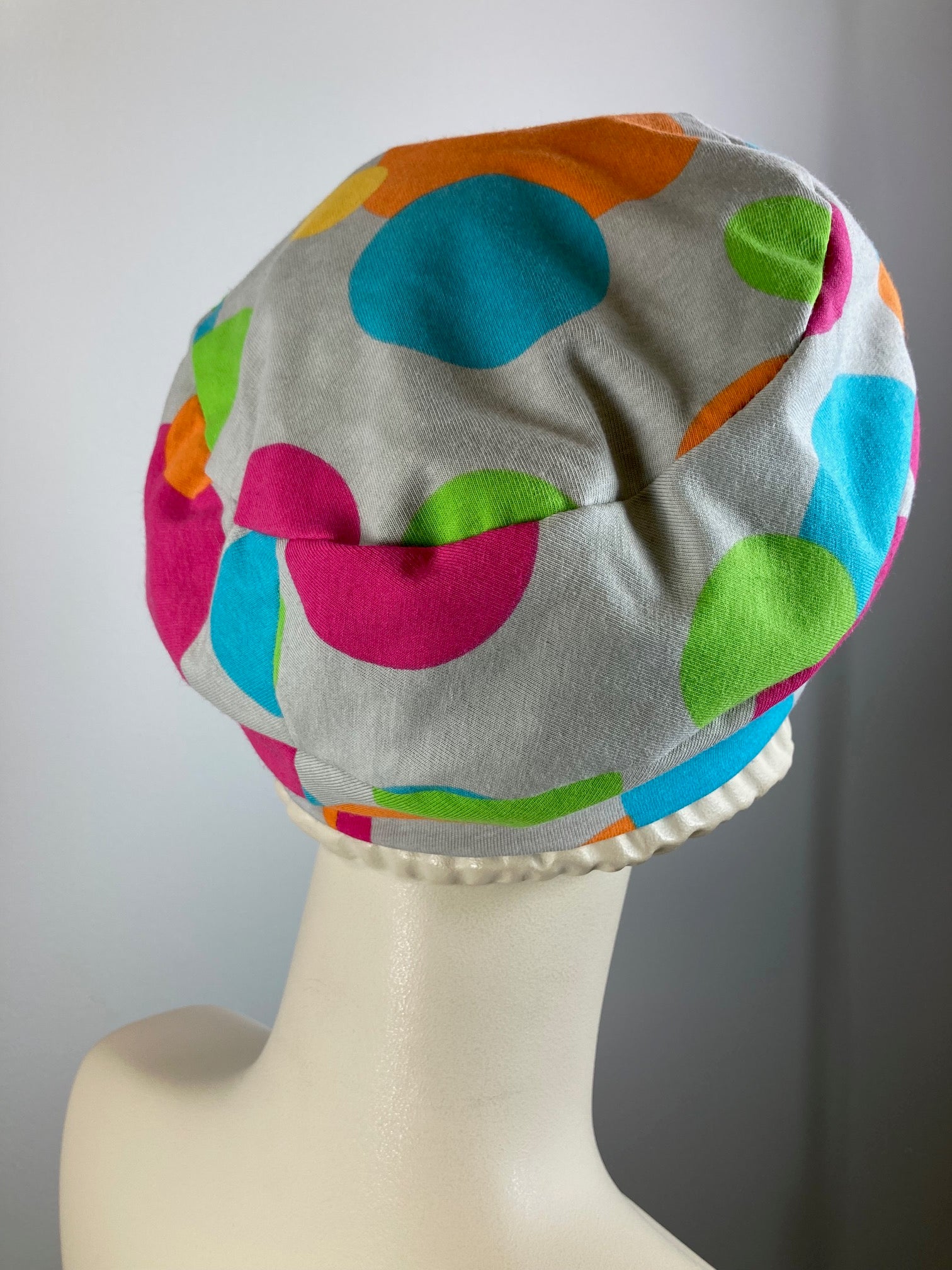Womens Comfortable Slouchy Beret. Colorful knit polka dot Hat. Slouch Hat. Boho chic casual hat. Ladies travel hat. Stylish fabric hat.
