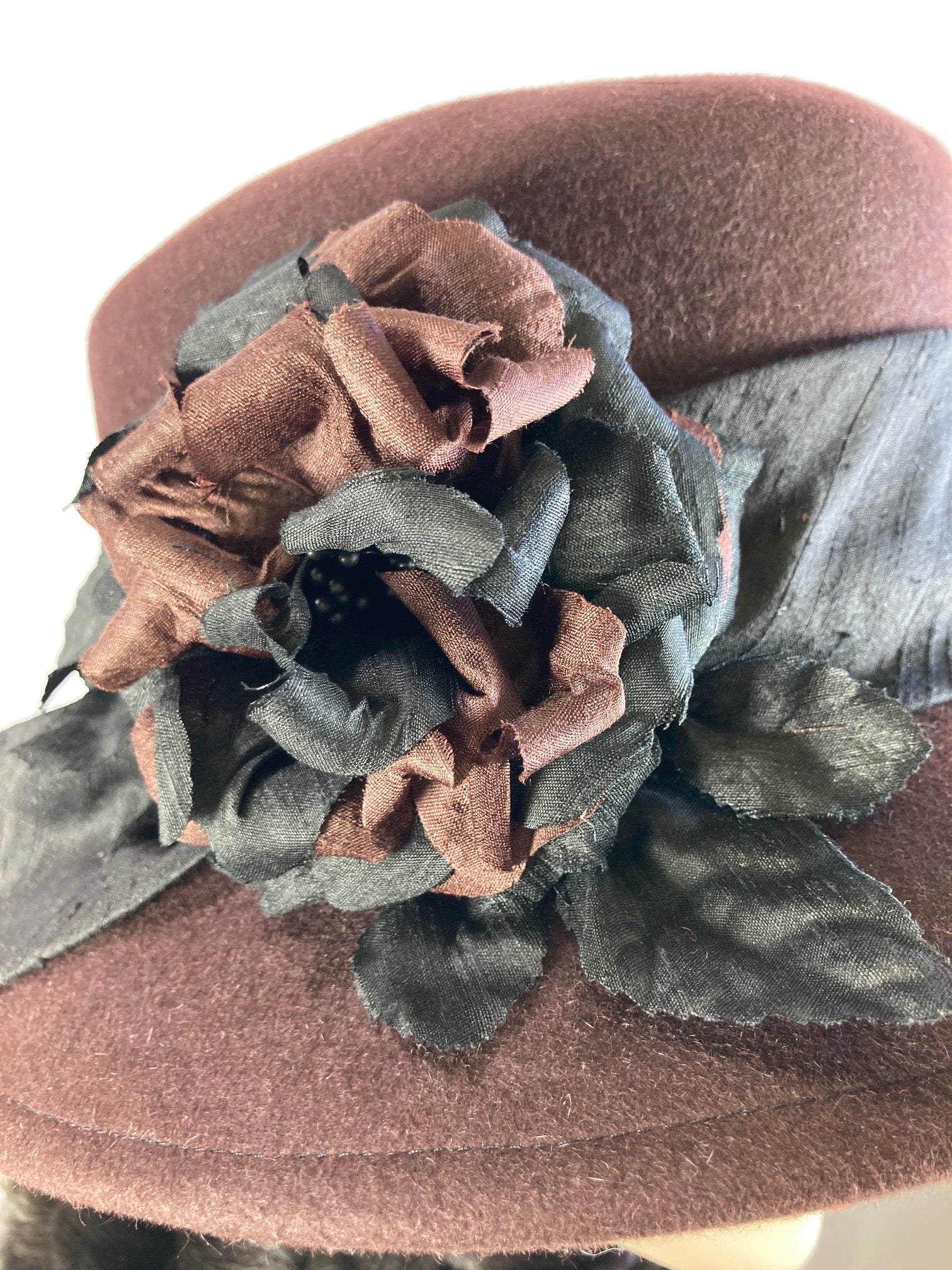 Women's Brown Mad Hatter Warm Wool Felt Hat for Winter. Ladies Winter stylish Hat, What a Great Hat. Timeless Classic brown medium brim hat