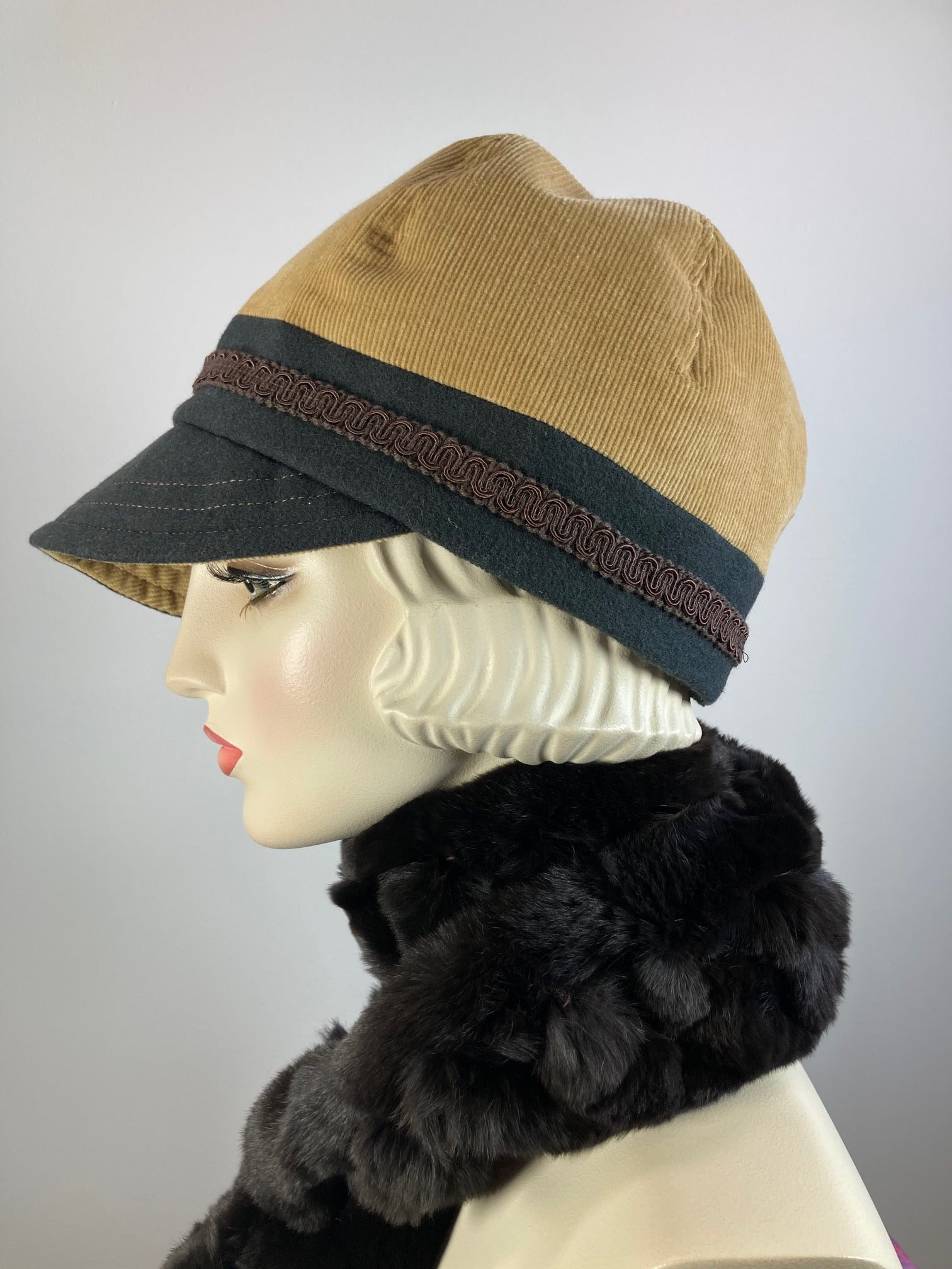 Women's winter hat baseball style. Newsboy hat Camel, Hunter Green. Casual hat ladies. Warm comfy hat. Fabric travel hat. Ladies soft hat.