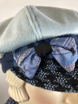 Womens Blue and Black Hat. Soft Newsboy Hat. Slouchy Newsboy Cap. Ladies Warm Winter Hat. Classic ladies paperboy hat. Cabbie hat women.