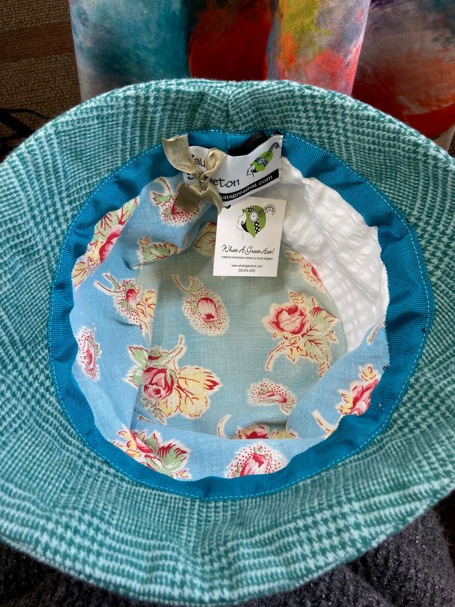 Teal, brown and green women's winter cloche hat. Ladies small brim bucket hat. Great Gatsby hat. Downton Abbey Hat.