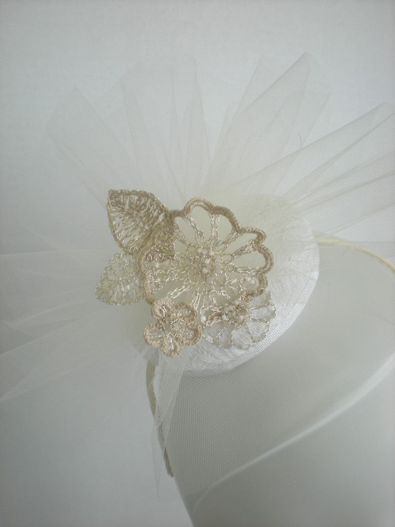 Off white Fascinator for Wedding or Spring Events
