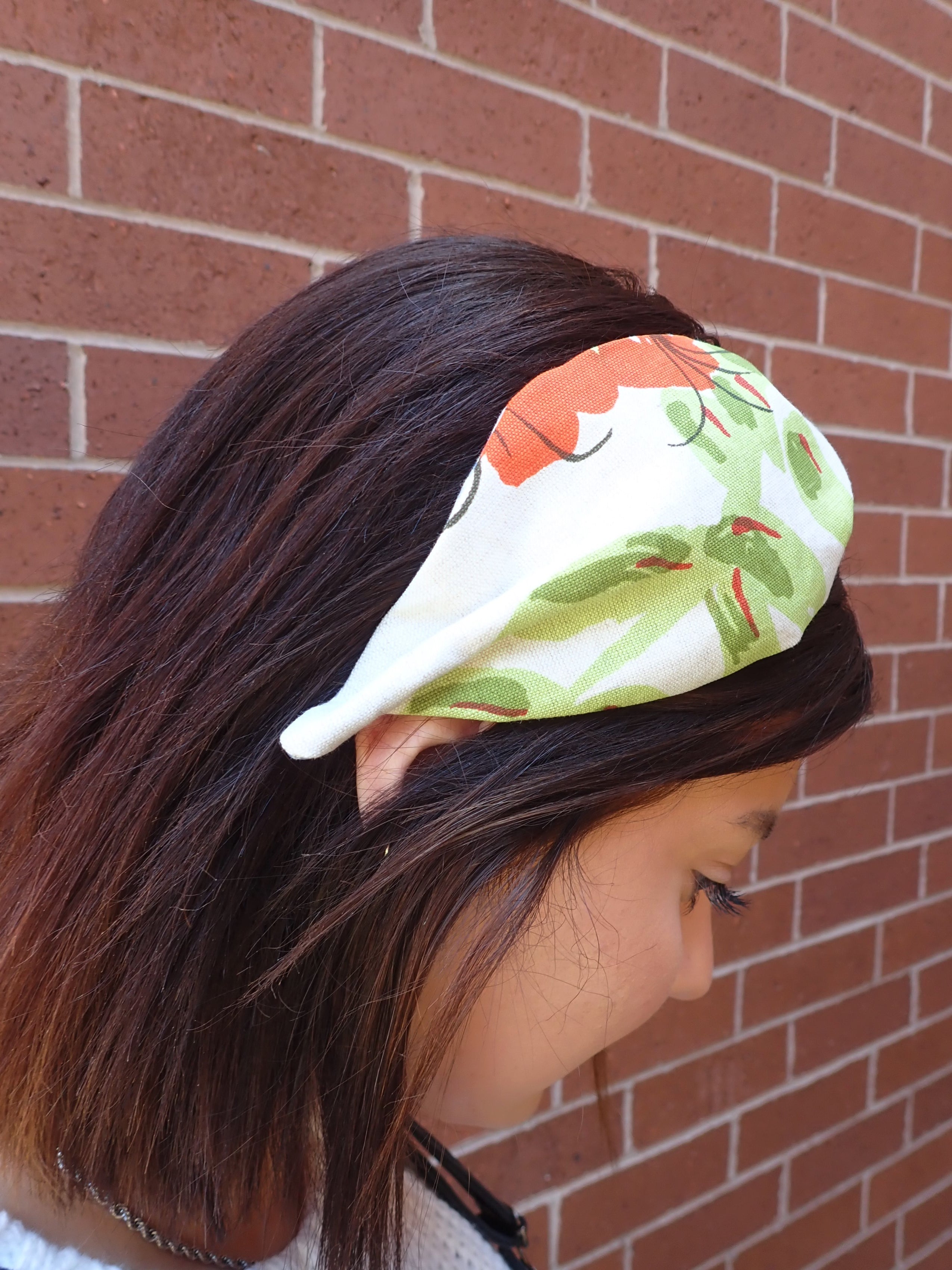 Ladies Chic Linen Turban Headband. Repurposed Fabric Headband Hat Accessory.