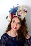 Womens red white and blue fascinator hat