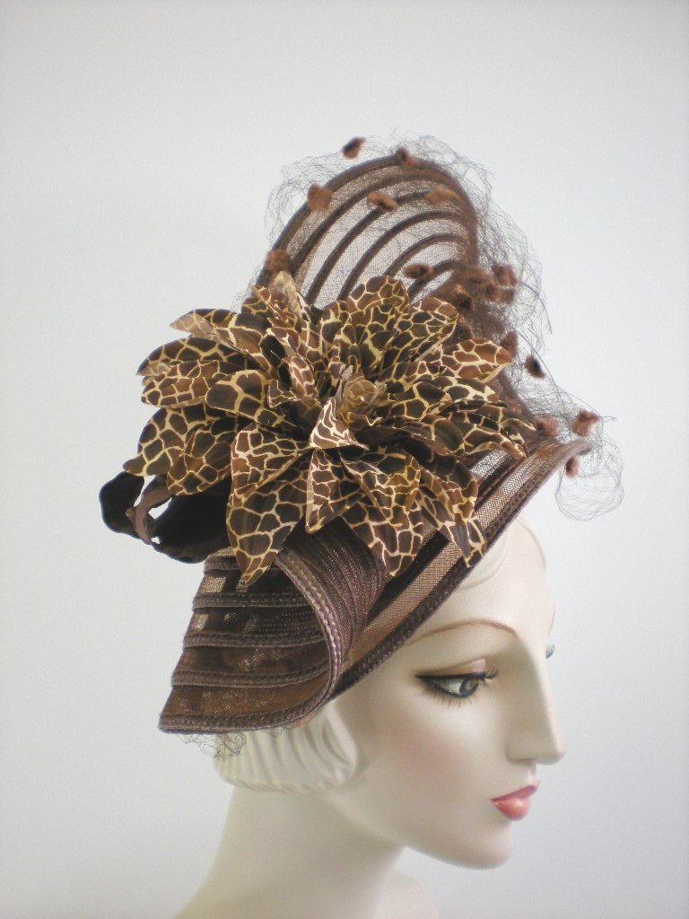 Kentucky Derby Brown Veil Fascinator Hat