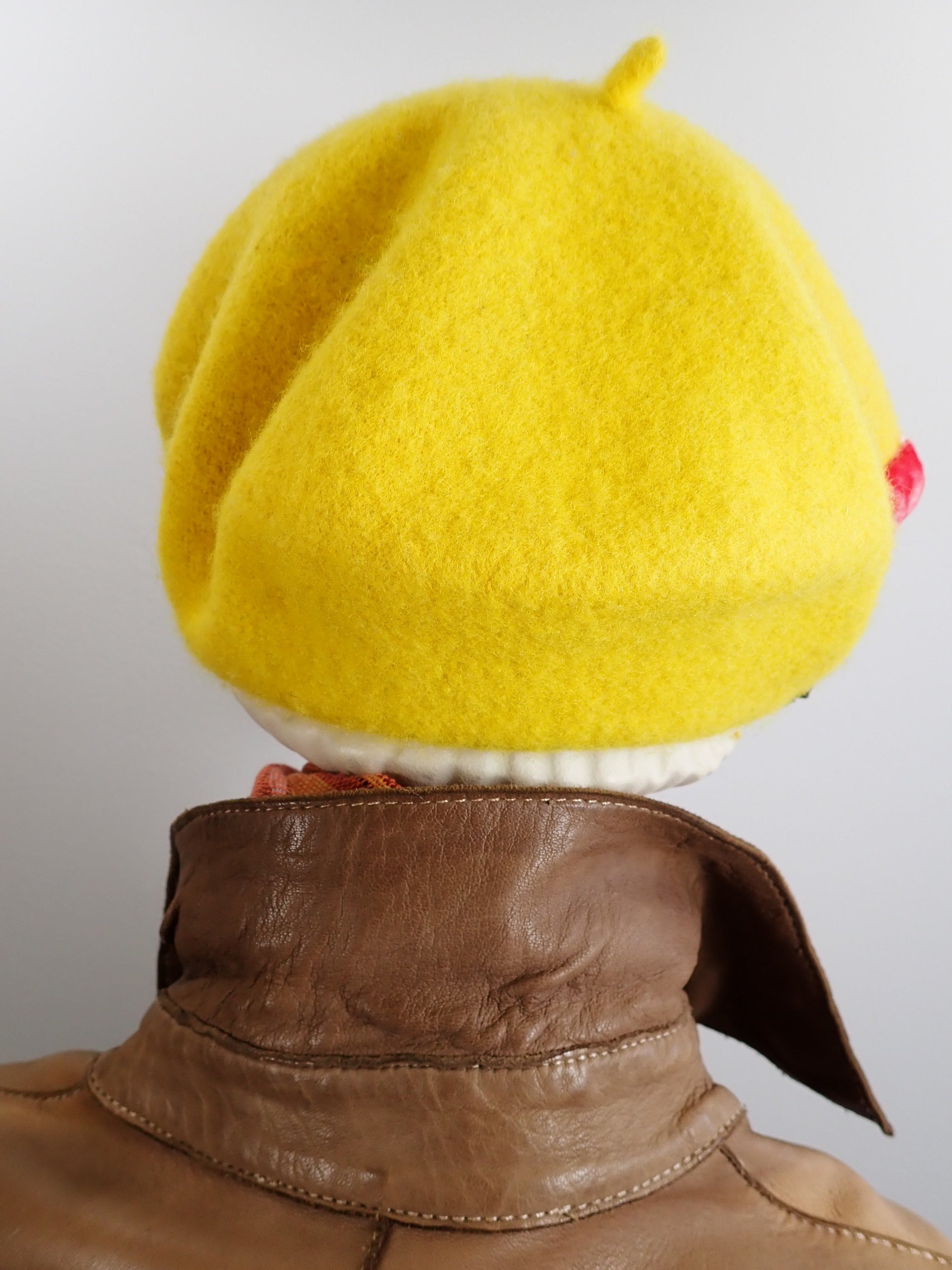 Womens gold yellow French beret Hat. Soft casual felted wool tam hat. Classic womens beret travel hat