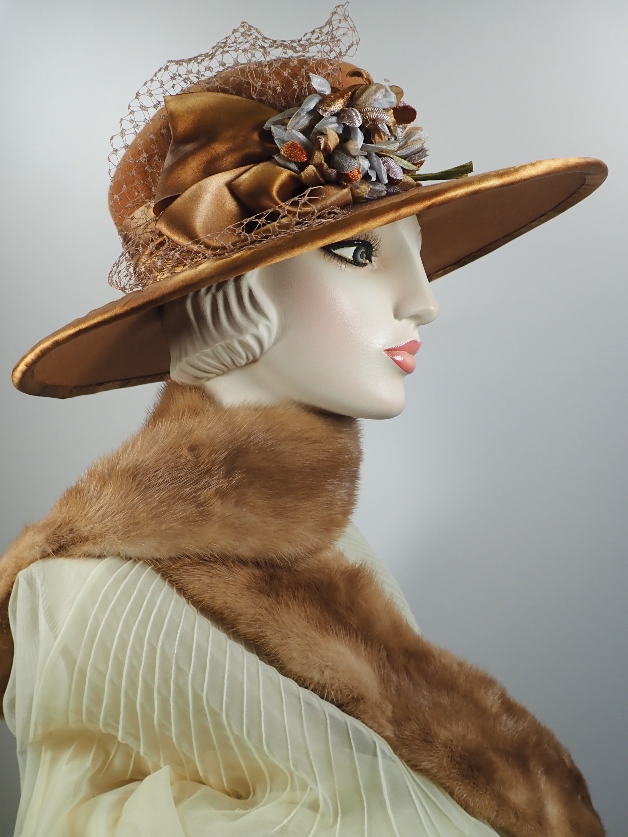 Women's camel winter hat. 1920s style Downton Abbey Caramel wide brim –  What a Great Hat