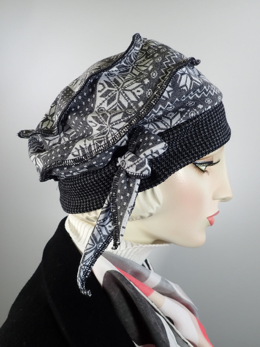 Womens slouchy snowflake knit beret hat women
