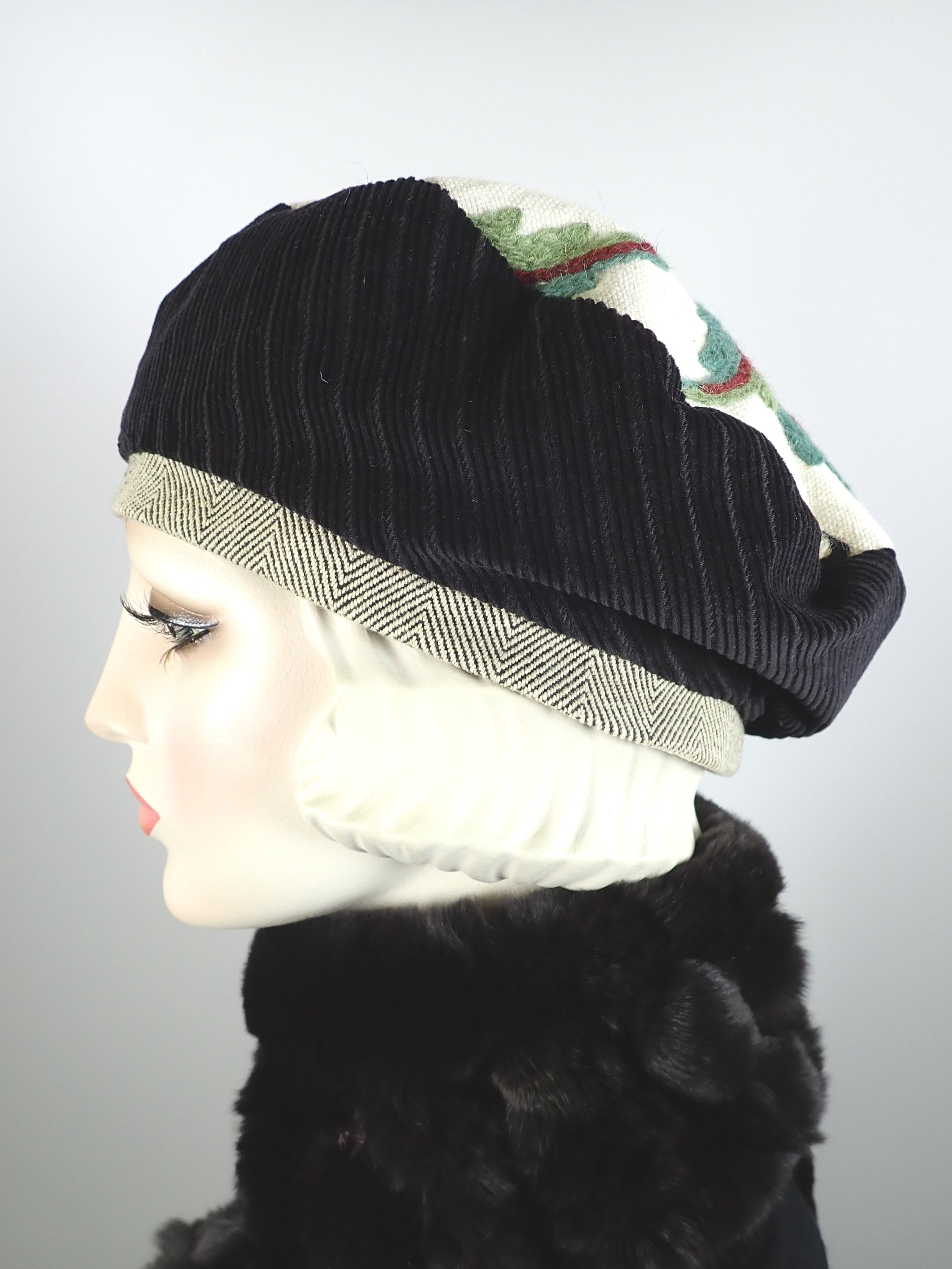 Winter Corduroy and Tapestry Beret Fall Winter Tam Hat for Women - What a Great Hat