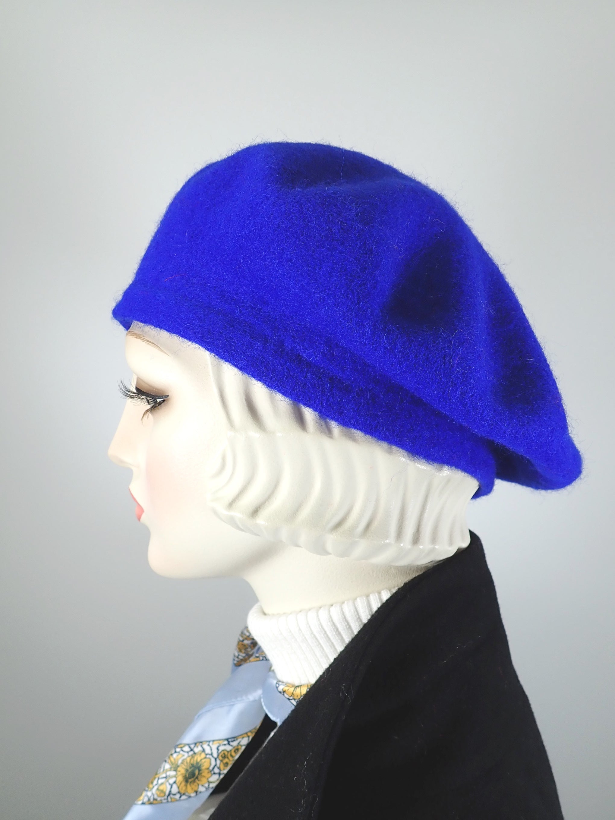 Original womens winter hat made of blue felt.Wool.Felt.Felted  hat.Handmade.Warm
