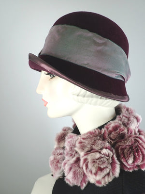 Womens burgundy wine cloche hat. Ladies 1920s style Hat. Feminine burgundy Flapper Hat.
