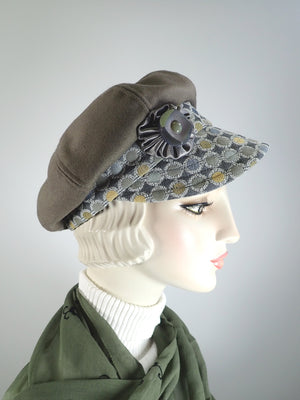 Womens casual wool ladies newsboy hat. Warm Winter Visor Hat. Eco friendly hat. Ladies soft hat. Gray blue gold winter cap