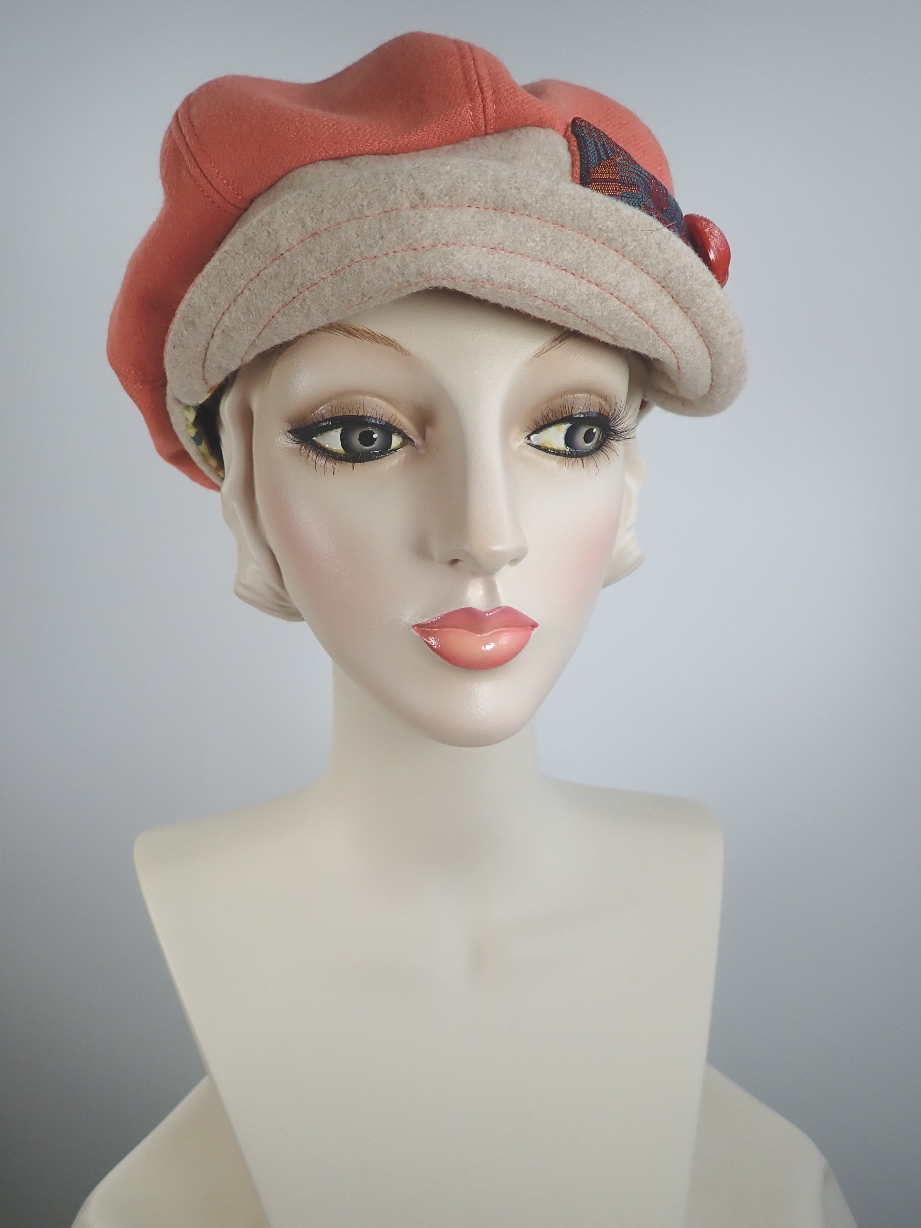 Womens Orange Cashmere Newsboy Hat, Womens Slouchy Newsboy Cap, Ladies Warm Winter Hat, What a Great Hat