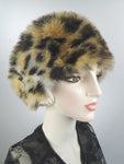 Leopard Faux fur cloche hat warm winter hat ladies