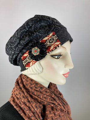 Womens Slouchy Beret. Knit gray rust Hat. Slouch Eco friendly Hat. Boho chic casual hat. Ladies stylish travel hat.