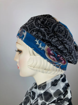 Womens Comfortable Slouchy Beret. Knit gray blue burgundy Hat. Boho chic slouchy casual hat. Ladies travel hat.