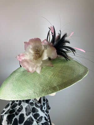 Womens Derby Hat, Spring Green ladies hat, Kentucky Derby Hat, Summer Medium Brim Hat, Carriage driving Hat, Tea Hat, Dressy Church Hat