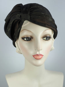 Classic pleated silk turban hat for women