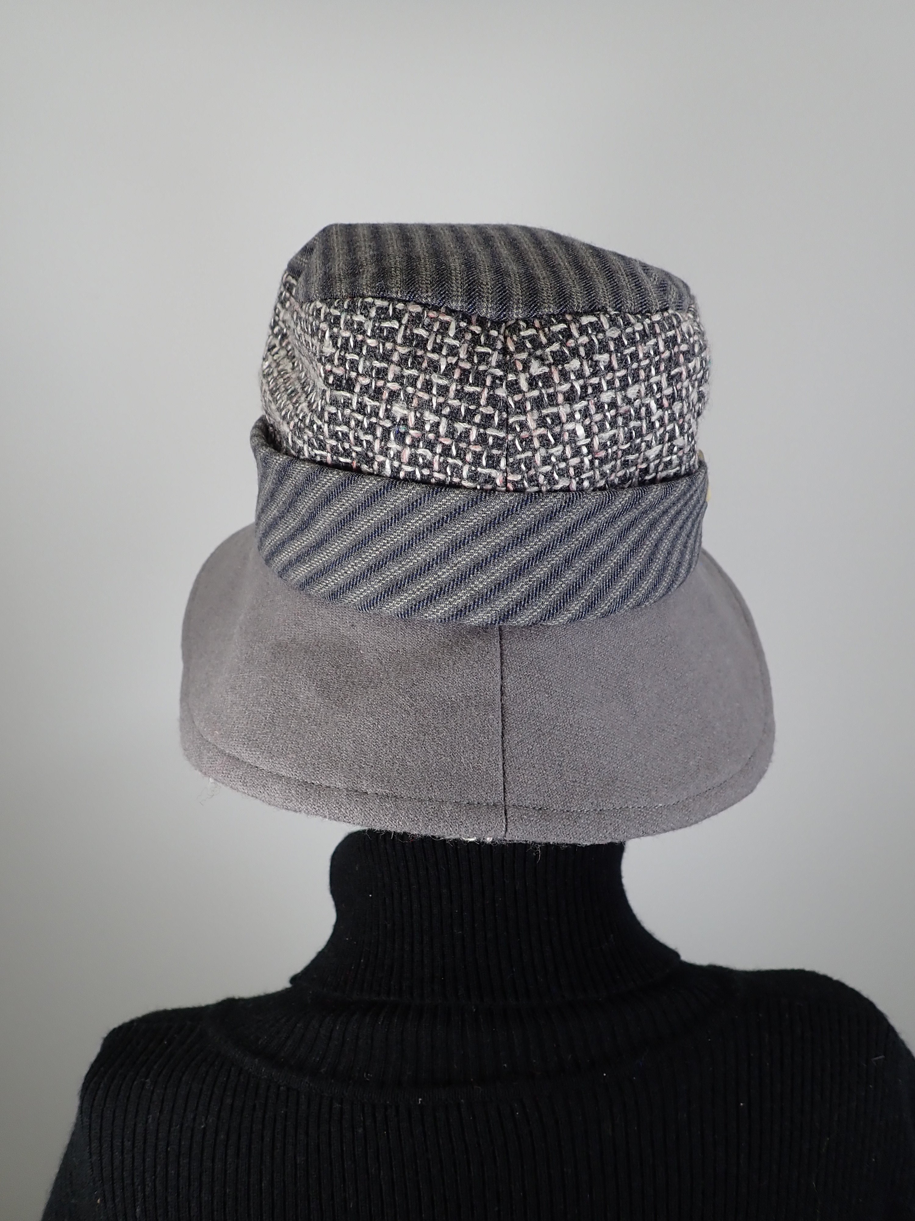 Slow Fashion Hat. Downton Abbey hat. Womens Gray winter medium brim hat. Stylish warm winter hat.
