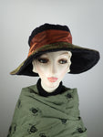 Wool Wide Brim Womens Hat. Ladies Green and Black Warm Winter Brim Hat. Warm Soft Travel Hat Women.