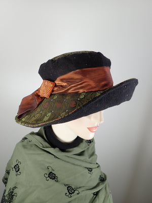 Wool Wide Brim Womens Hat. Ladies Green and Black Warm Winter Brim Hat –  What a Great Hat