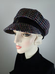 Womens Black Plaid Silk Hat. Soft Newsboy Hat. Slouchy Newsboy Cap. Ladies Winter Hat. Sustainable fashion hat. Neutral Eco friendly hat.