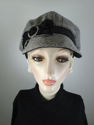 Womens Gray Hat. Soft Newsboy Hat. Slouchy Newsboy Cap. Ladies Warm Winter Hat. Sustainable fashion hat. Neutral Eco friendly hat.
